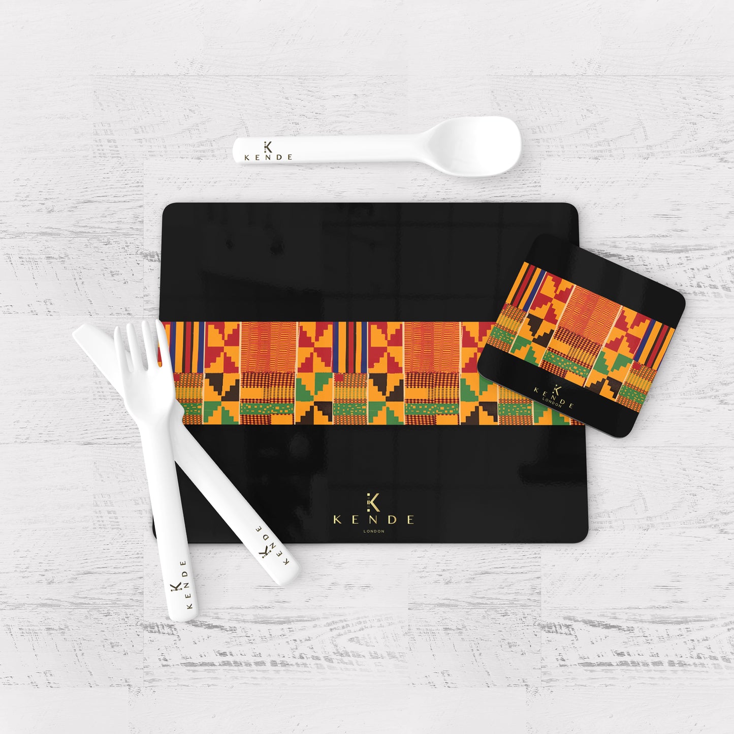 Zaina Black Placemats and Coasters