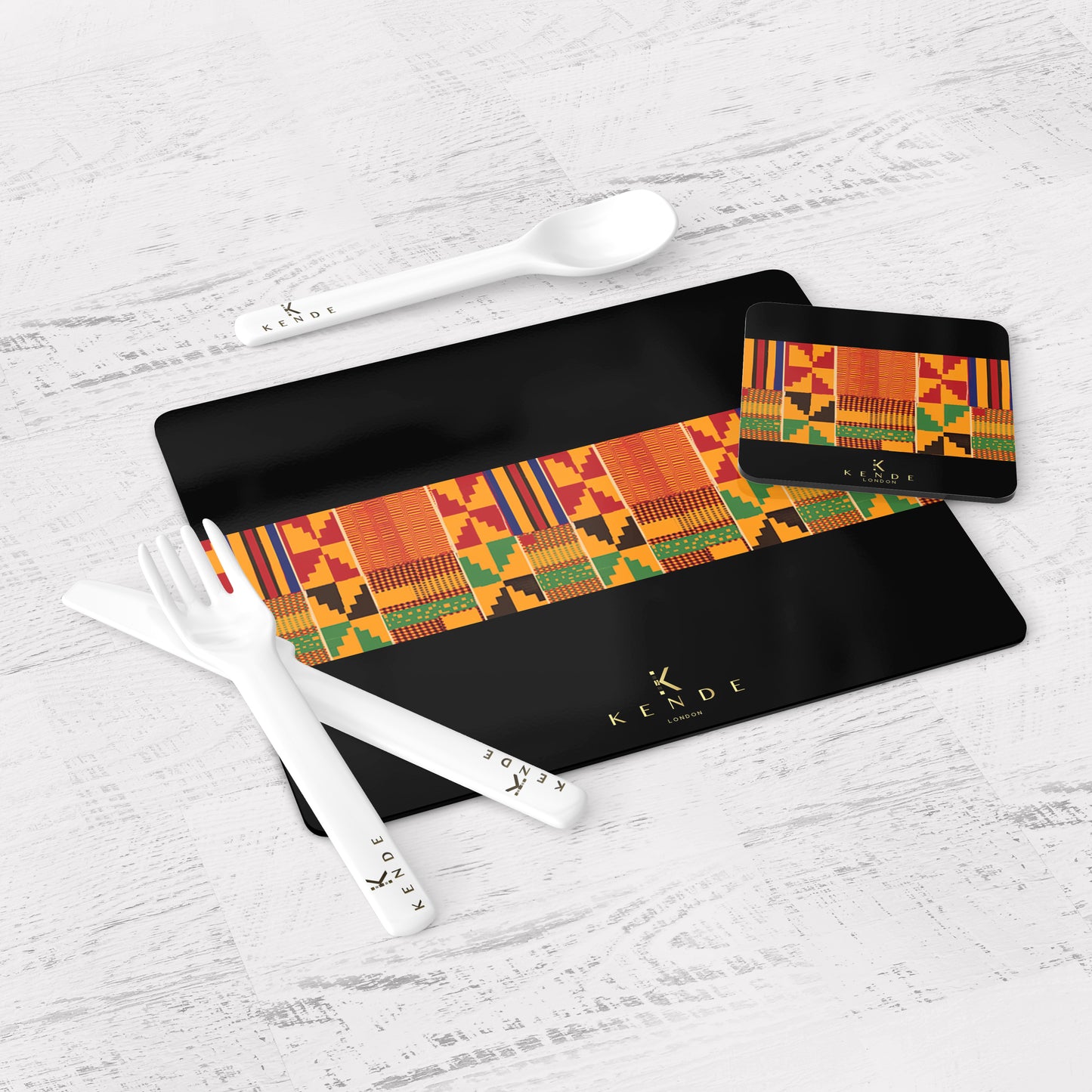 Zaina Black Placemats and Coasters