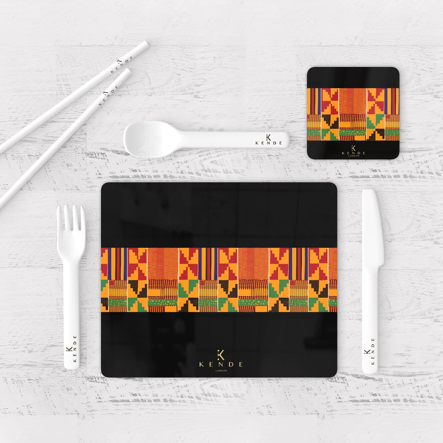 Zaina Black Placemats and Coasters