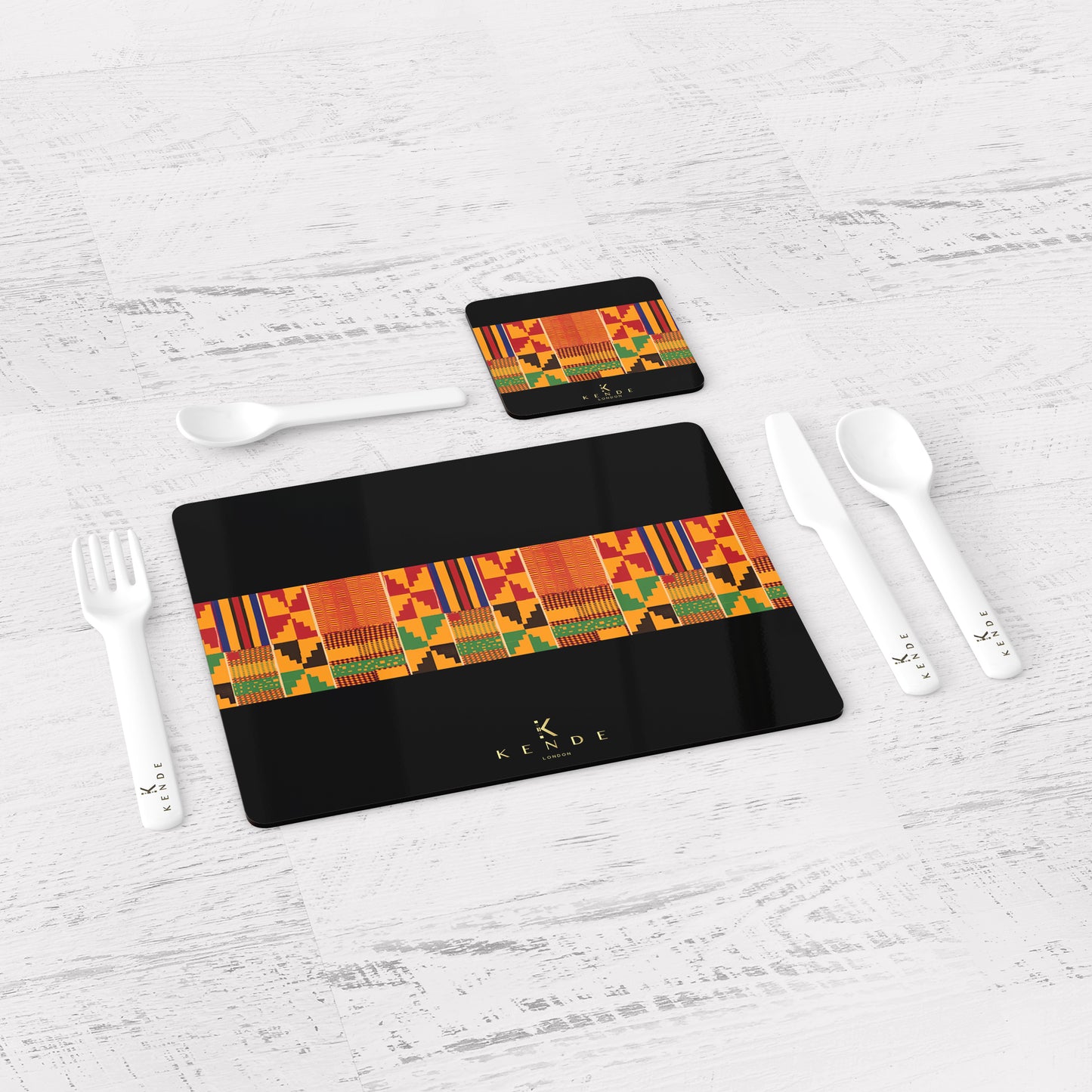 Zaina Black Placemats and Coasters